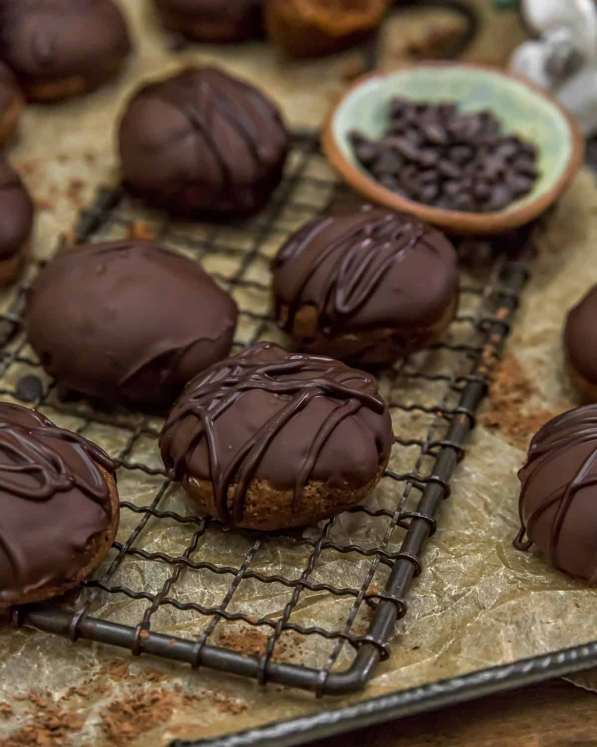 Close up of Soft Whole Wheat Chocolate Cookies