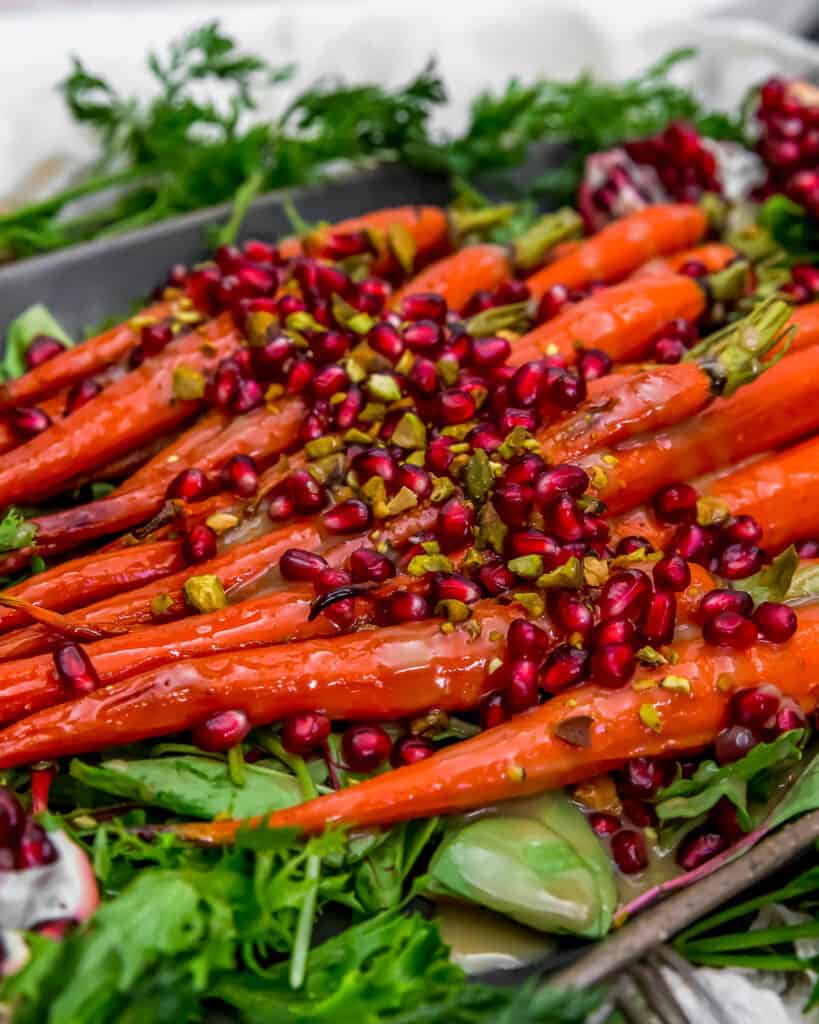 Roasted Maple Glazed Carrots In Tahini Sauce With Pomegranate And 