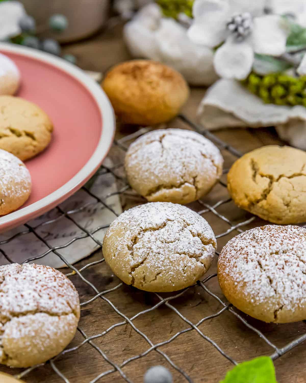 Close up of Soft Ginger Crinkle Cookies