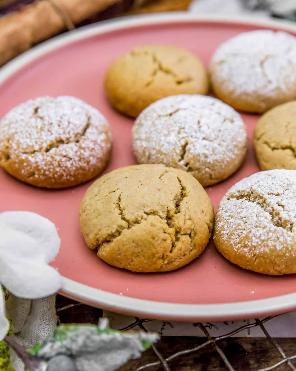 Soft Ginger Crinkle Cookies on a plate
