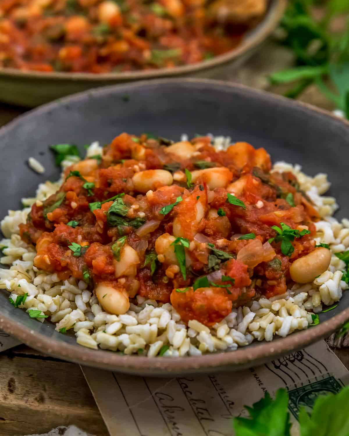 Easy Italian Kale and Bean Skillet over rice