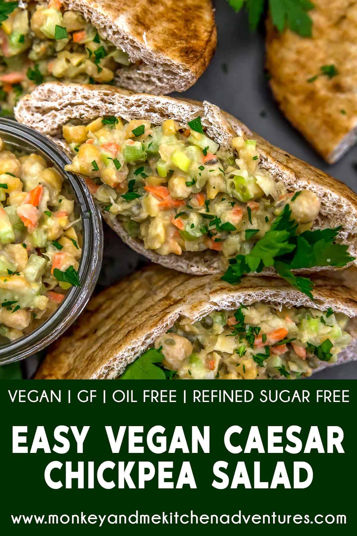 Easy Vegan Caesar Chickpea Salad with text description