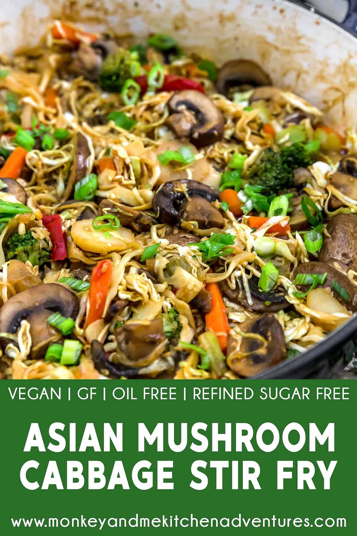 Asian Mushroom Cabbage Stir Fry with text description