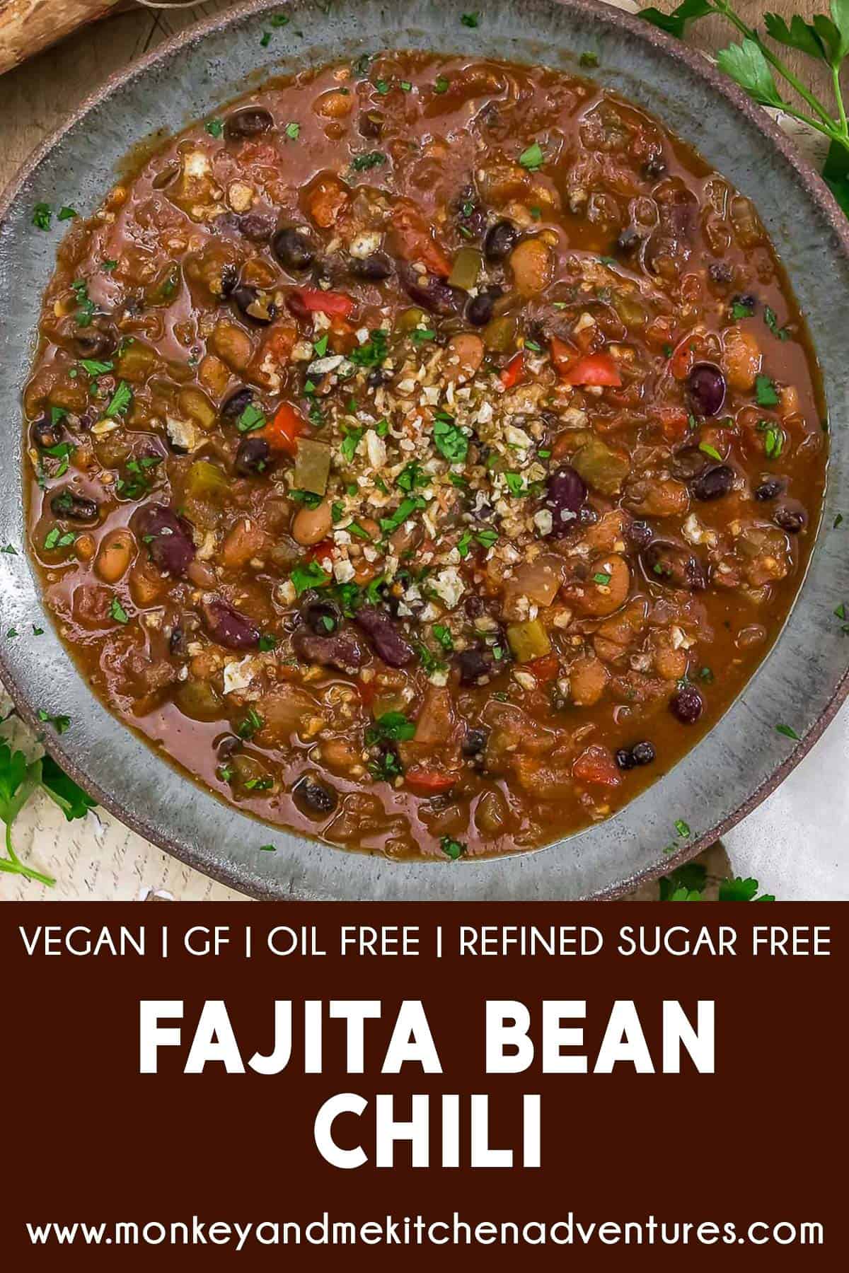 Fajita Bean Chili with text description
