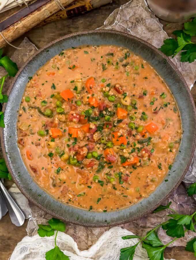 Bowl of Vegan Creamy Italian Quinoa Soup
