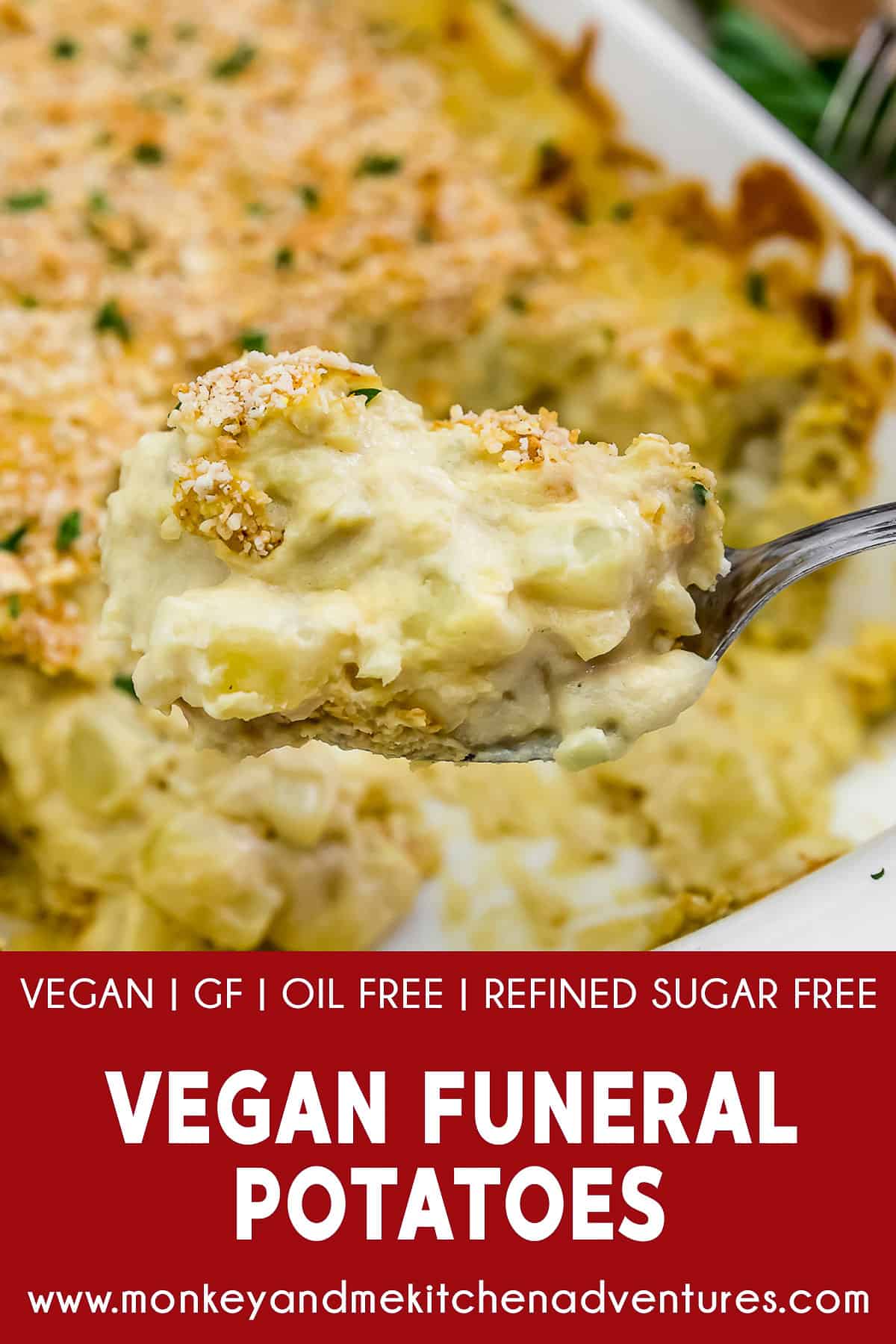 Vegan Funeral Potatoes with text description