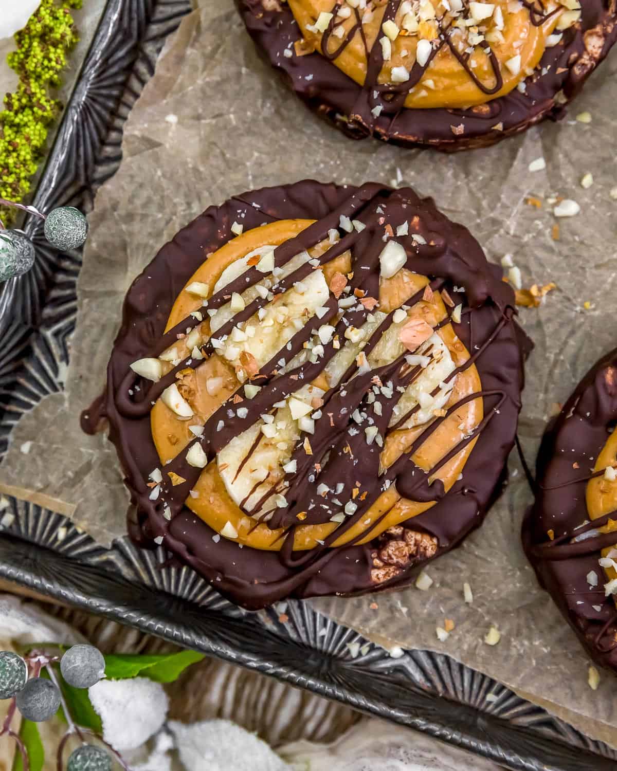 Close up of Chocolate Peanut Butter Rice Cakes