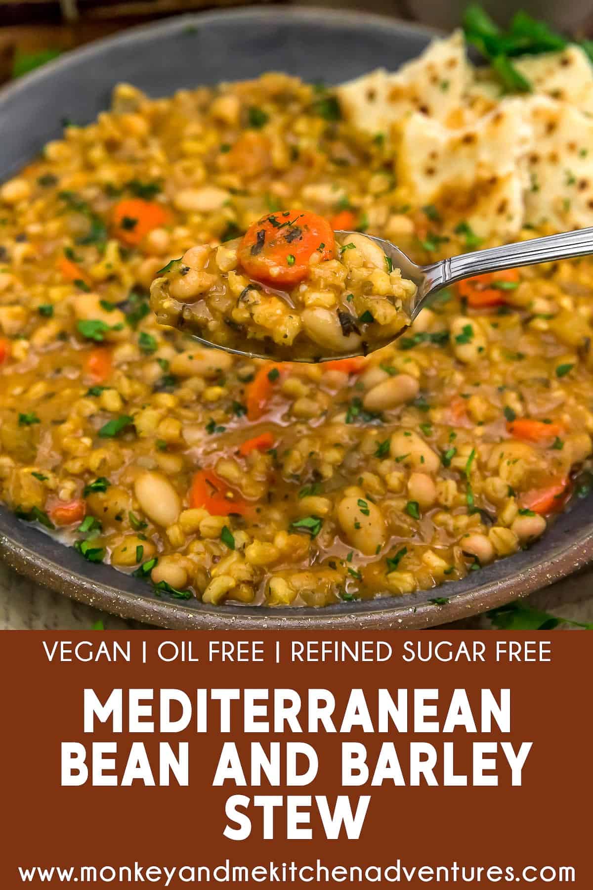 Mediterranean Bean and Barley Stew with text description