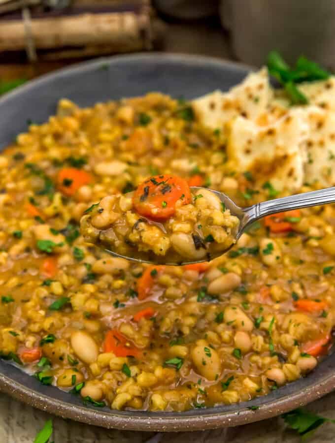 Spoonful of Mediterranean Bean and Barley Stew