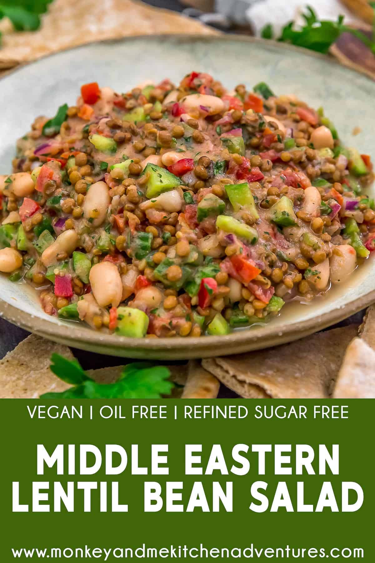 Middle Eastern Lentil Bean Salad with text description