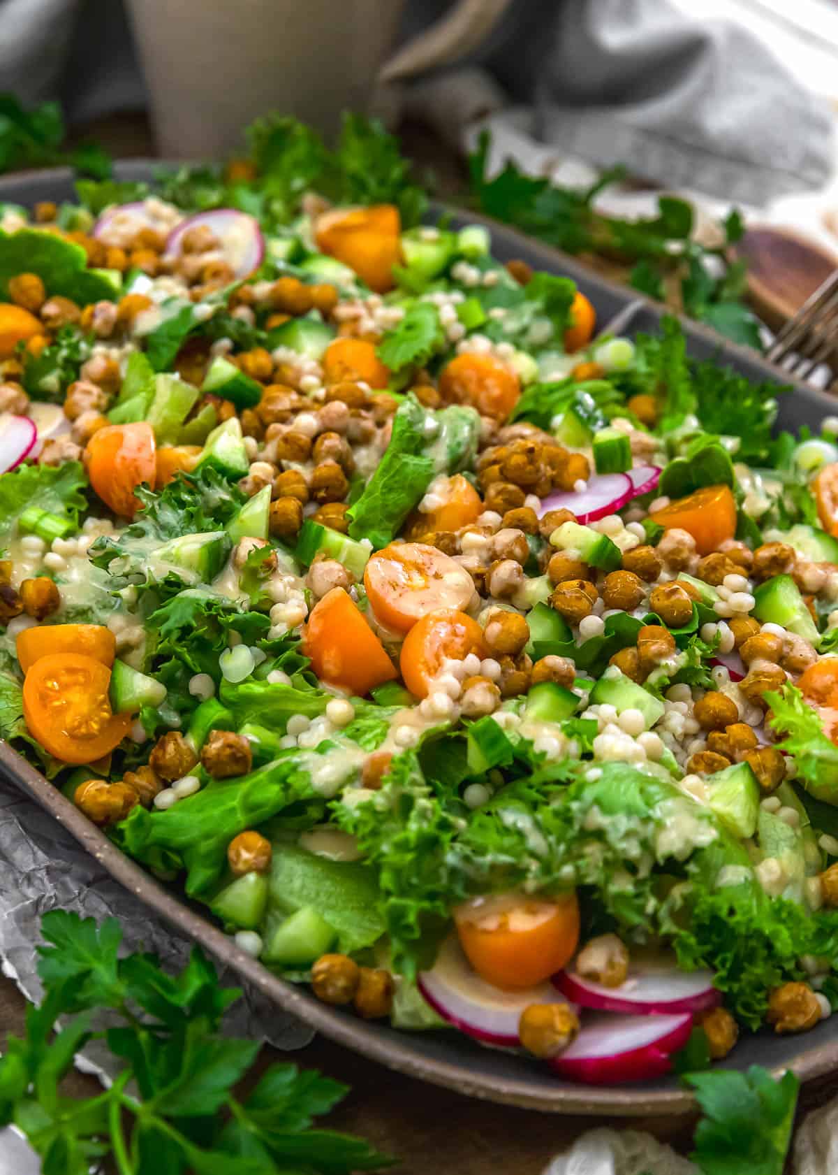 Platter of Middle Eastern Spicy Roasted Chickpea Salad