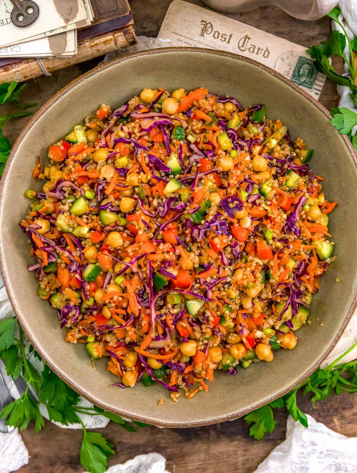 Bowl of Rainbow Veggie Quinoa Salad