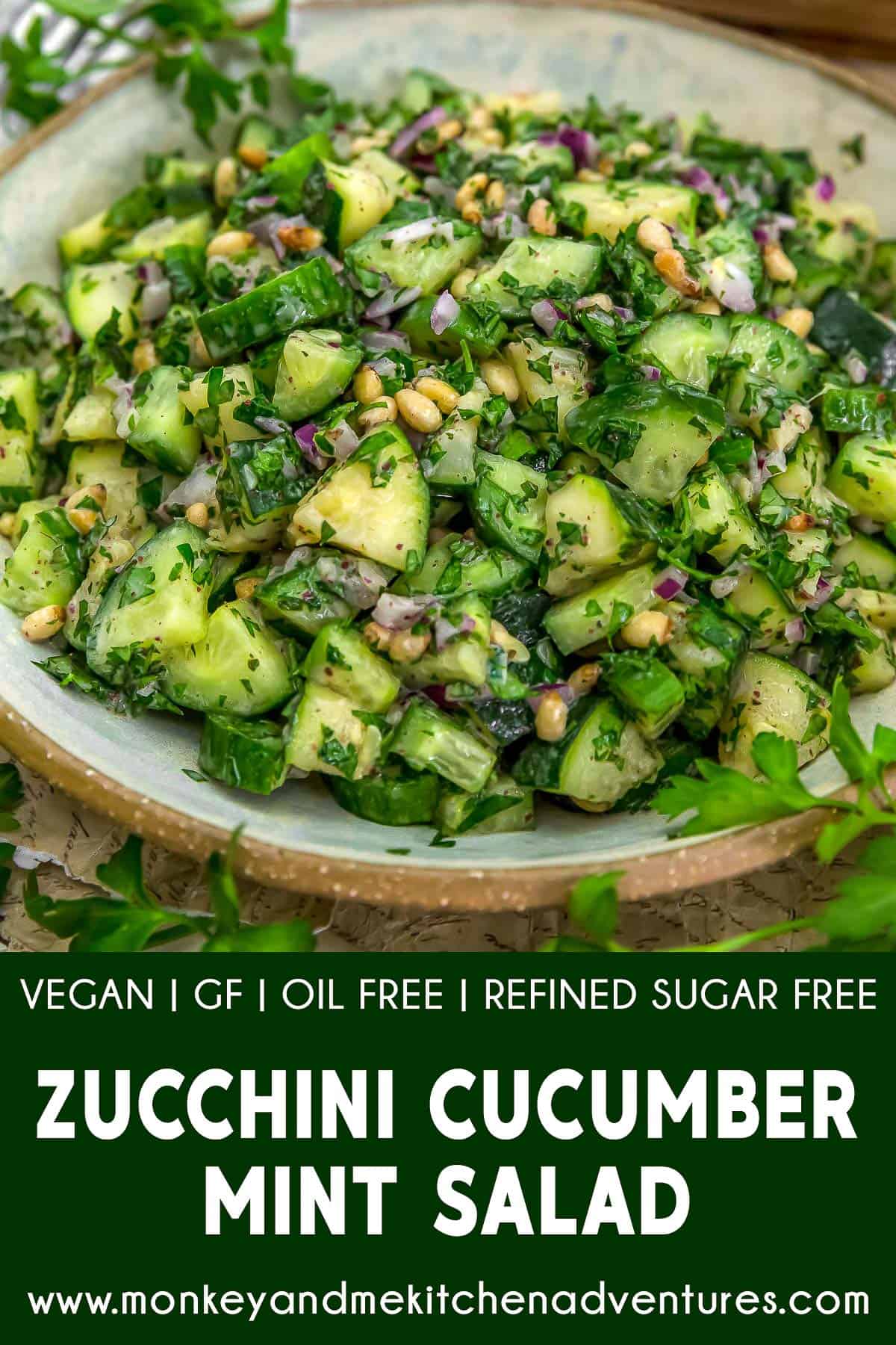 Zucchini Cucumber Mint Salad with text description