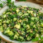 Close up of Zucchini Cucumber Mint Salad