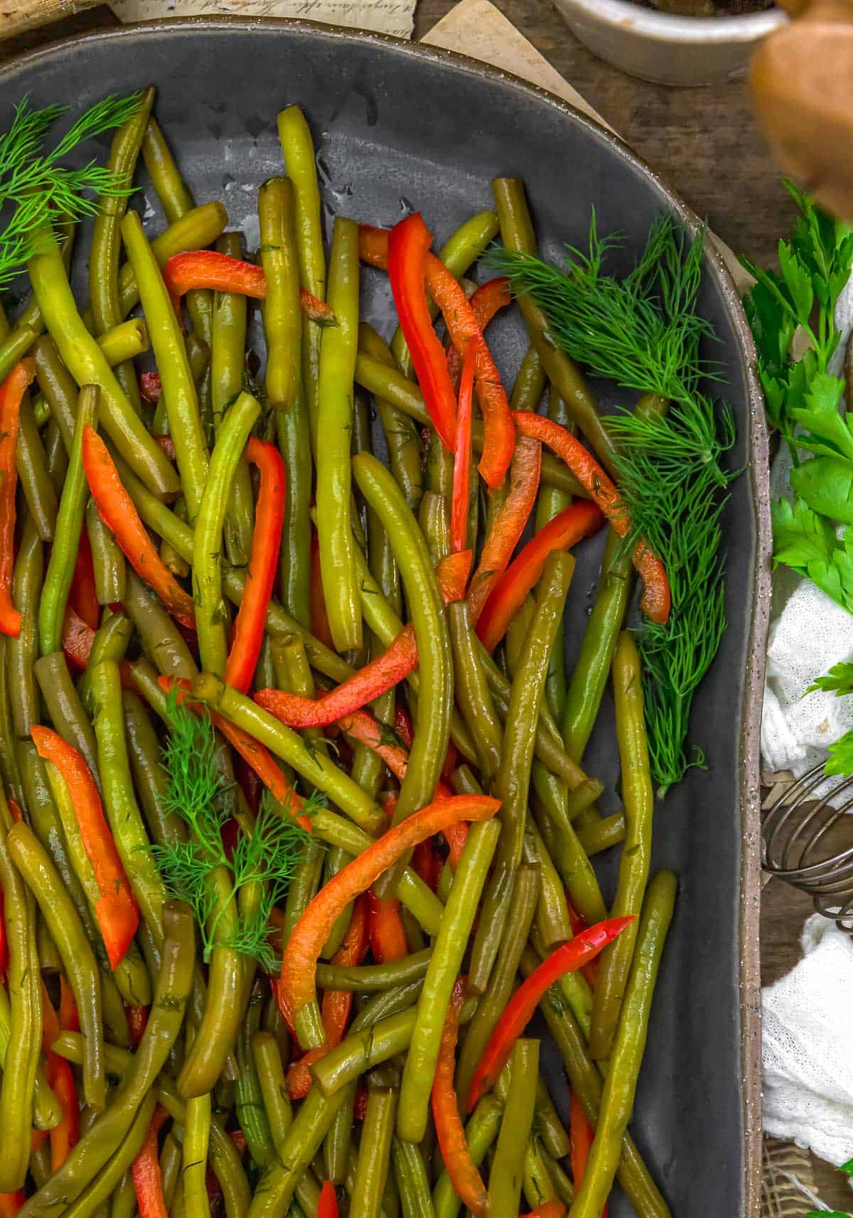 Close up of Dilly Green Bean Salad