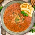 Bowl of Easy Vegan Tuscan Tomato and Bread Soup