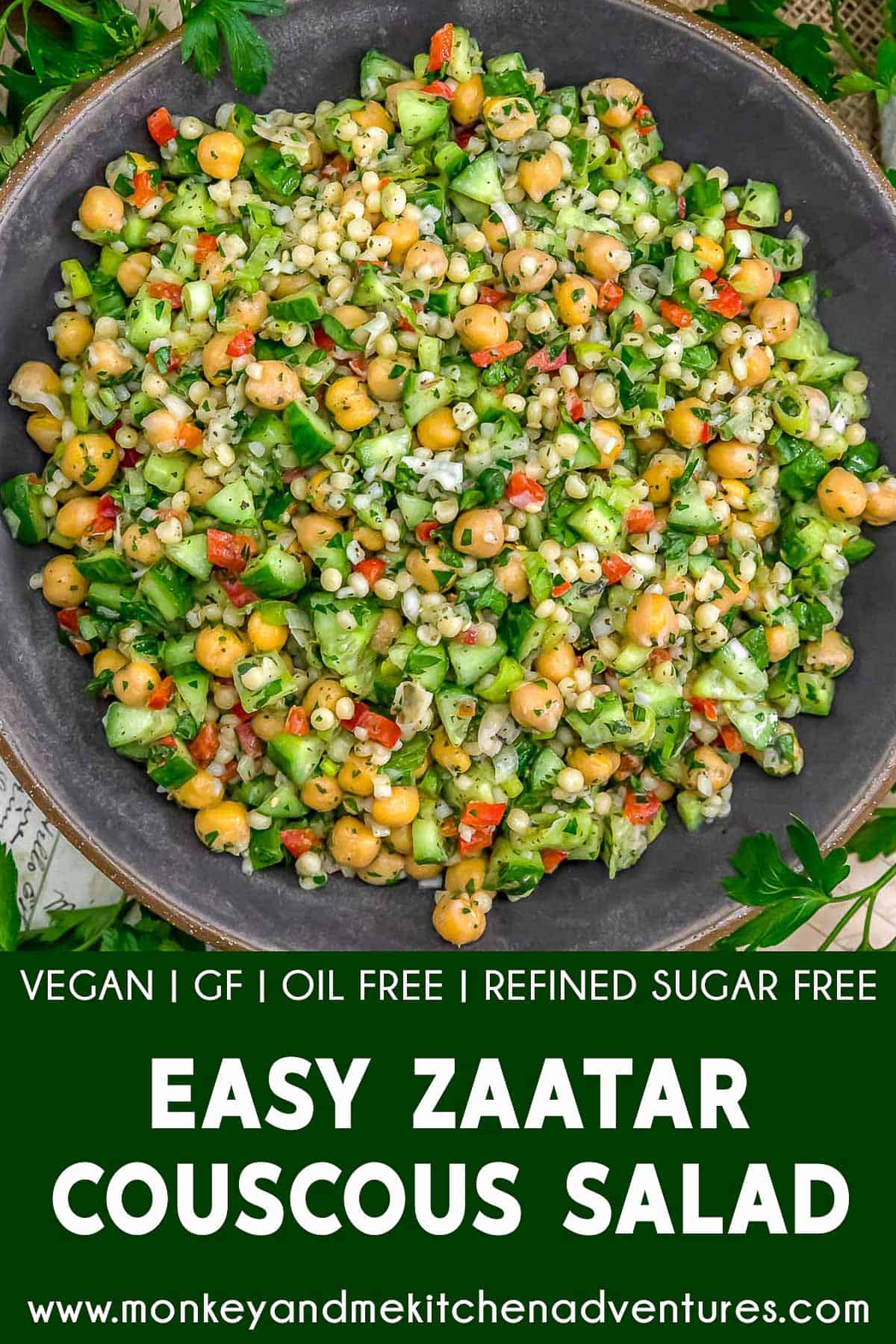 Easy Zaatar Couscous Salad with text description