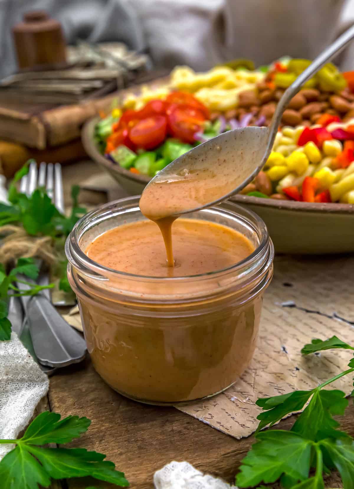 Spoonful of Oil-Free Simple Southwestern Hummus Dressing