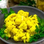 Close up of Refrigerator Curry Pickled Cauliflower