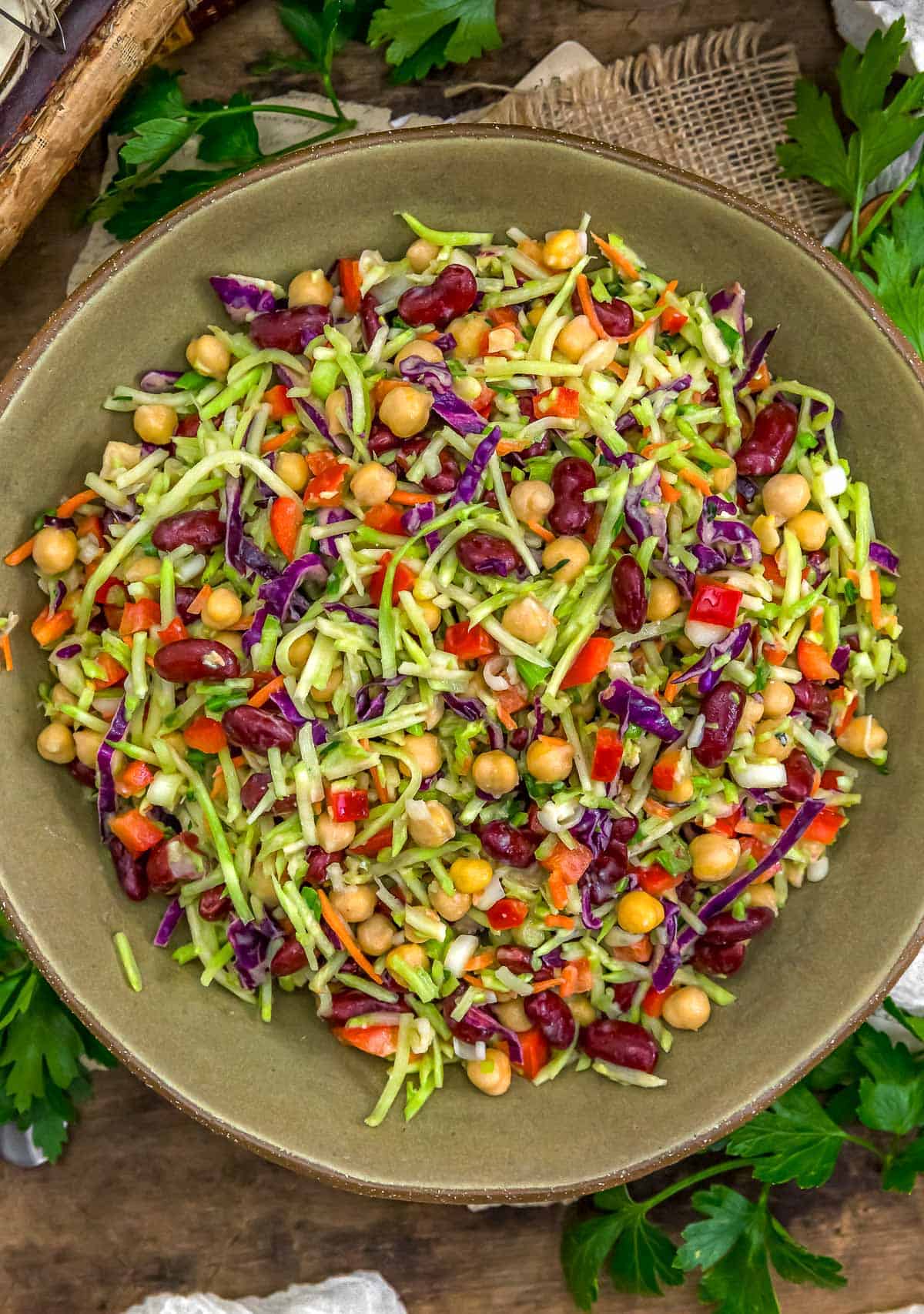 Bowl of Easy Power Bean Salad with Miso Dressing