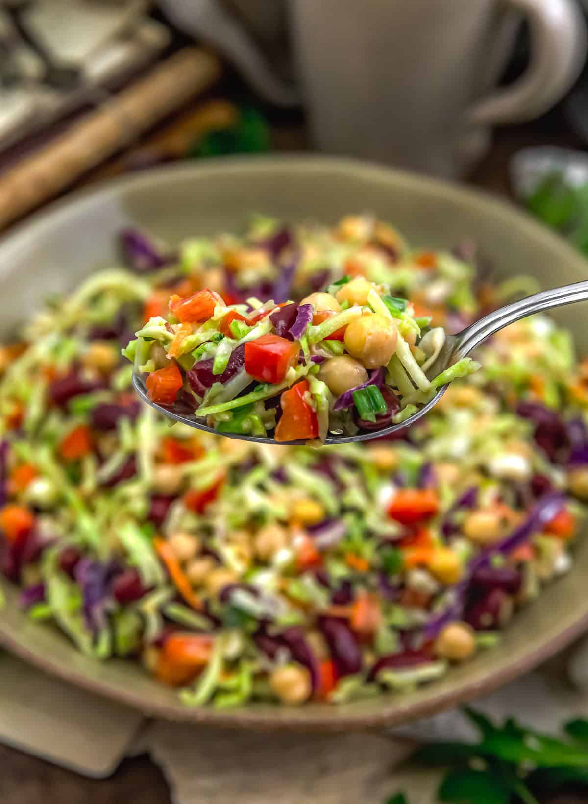 Spoonful of Easy Power Bean Salad with Miso Dressing