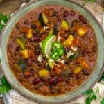 Bowl of Oil-Free Bean Chili with Zucchini