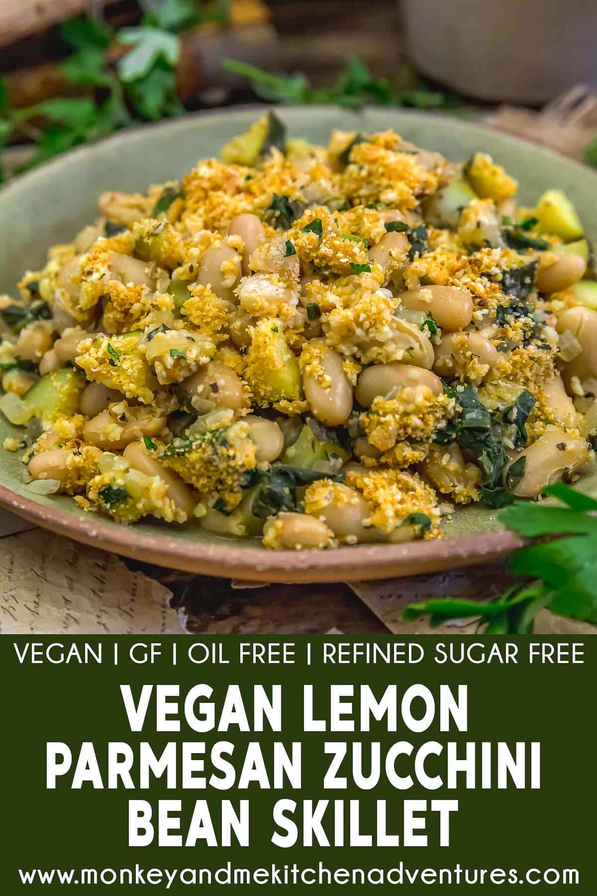 Vegan Lemon Parmesan Zucchini Bean Skillet