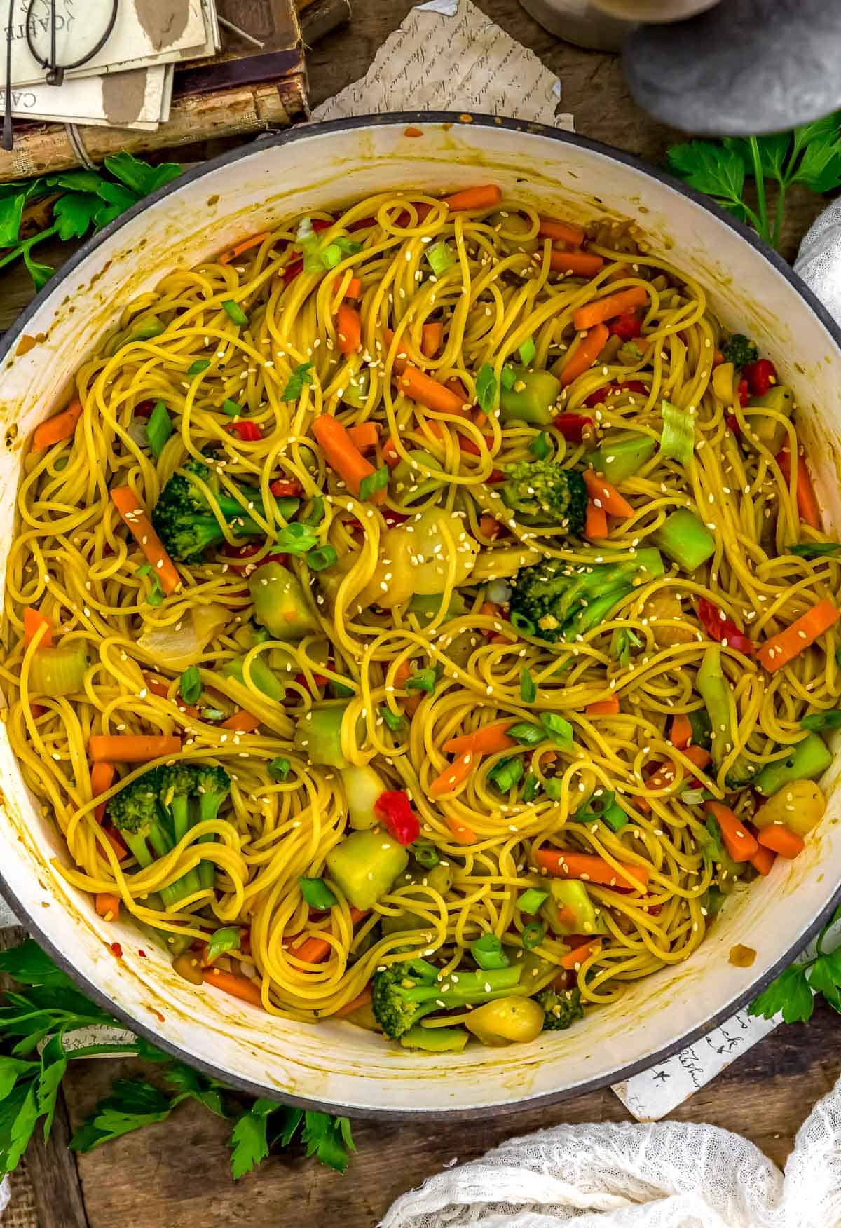 Skillet of Veggie Singapore Noodles