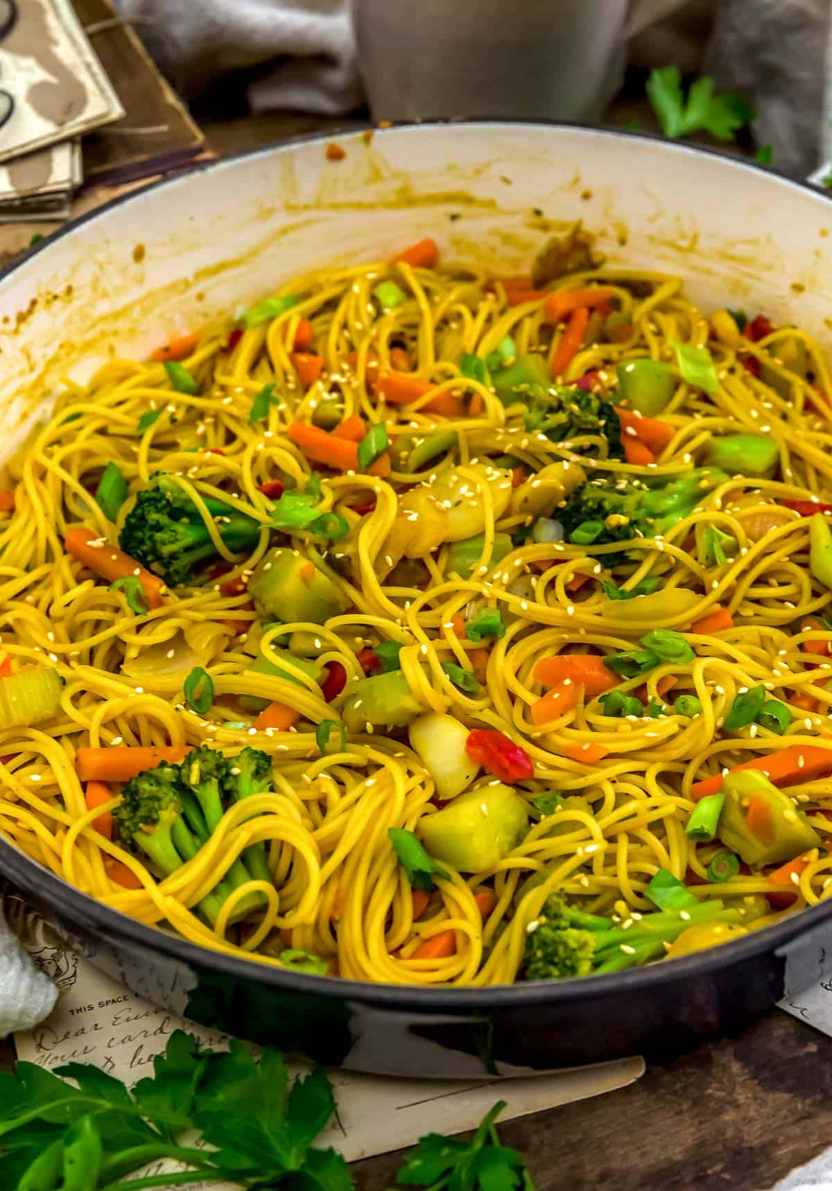 Close up of Veggie Singapore Noodles