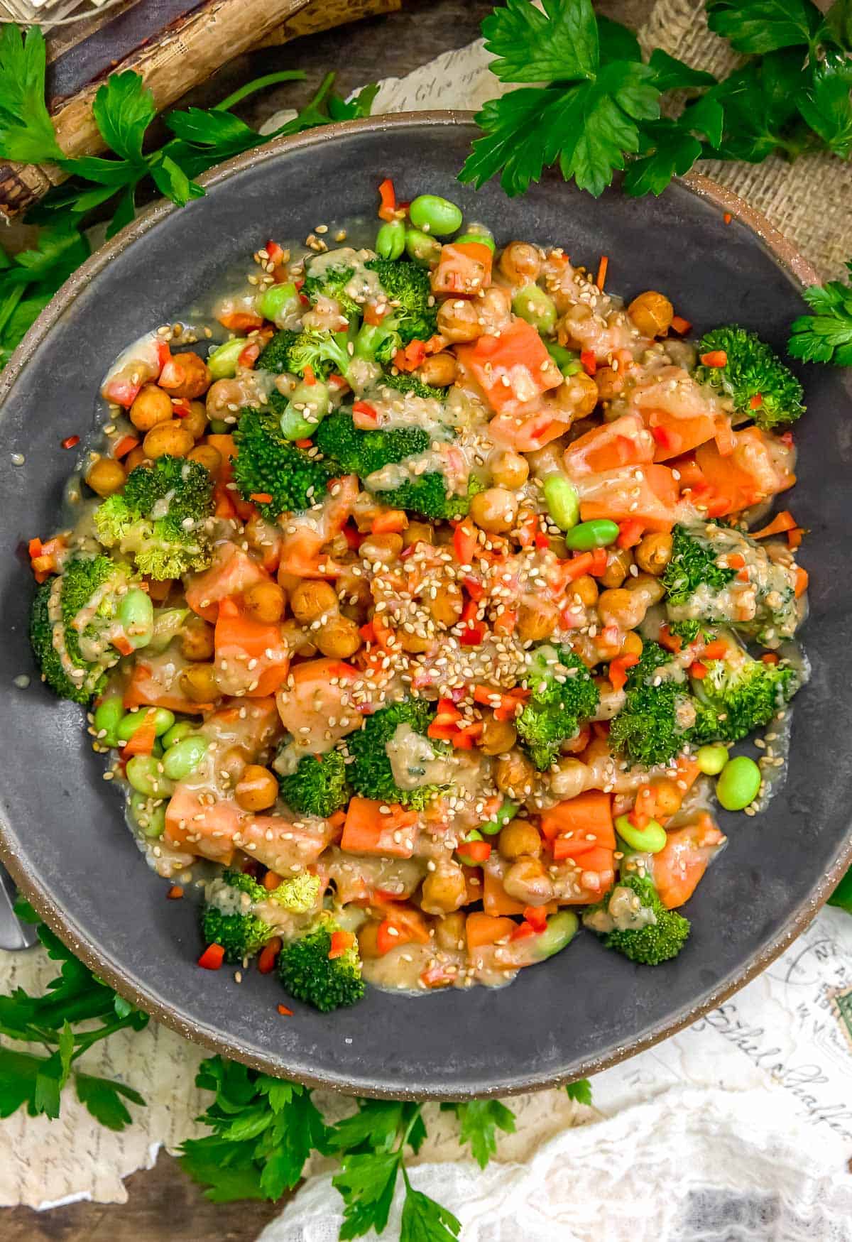 Roasted Veggie Bowl with Sesame Miso Dressing