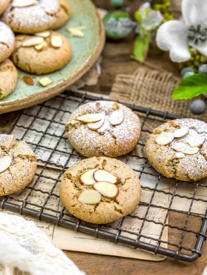 Vegan Almond Cookies on a rack