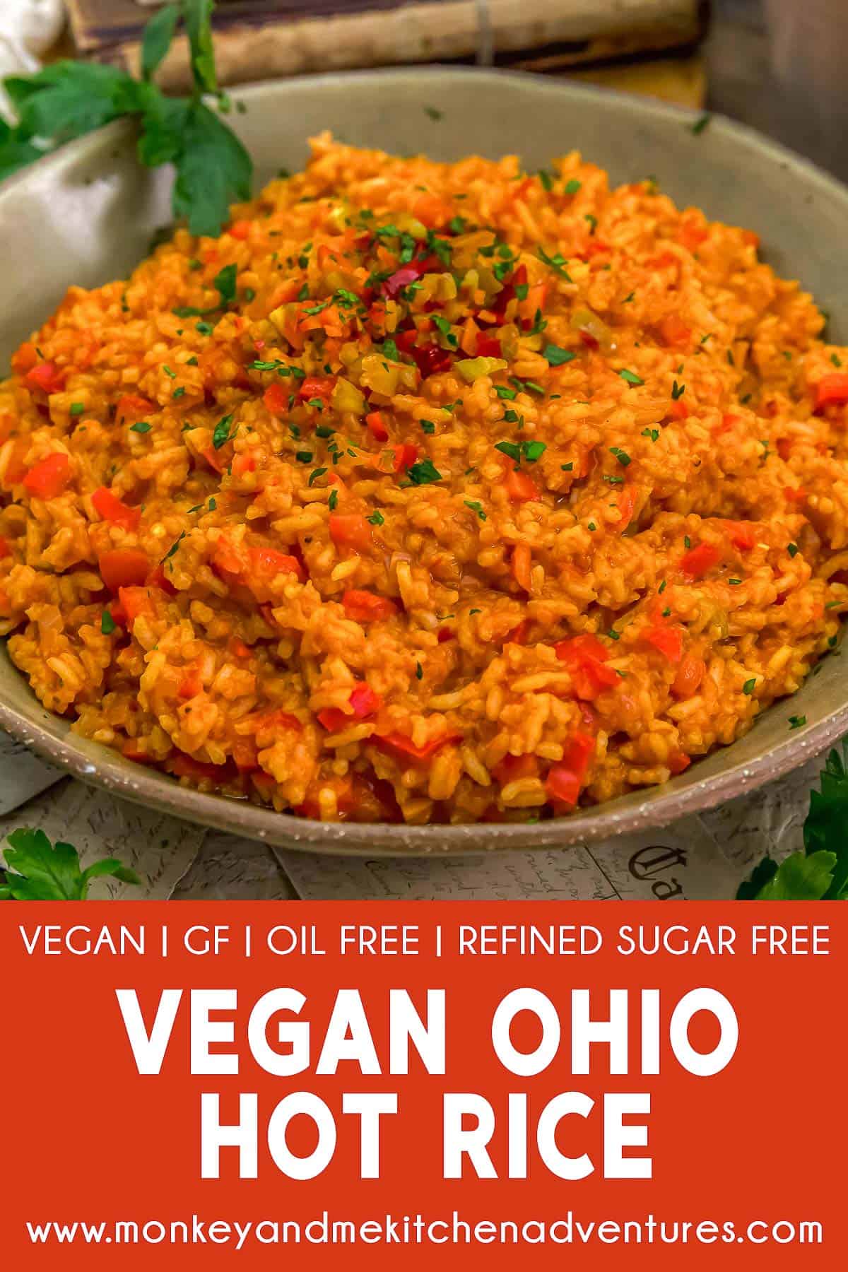 Vegan Ohio Hot Rice with text description