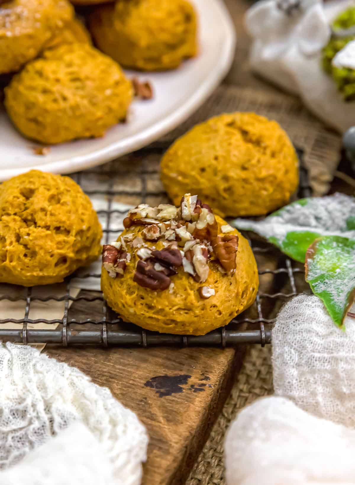 Close up of Vegan Pumpkin Cake Drop Cookies