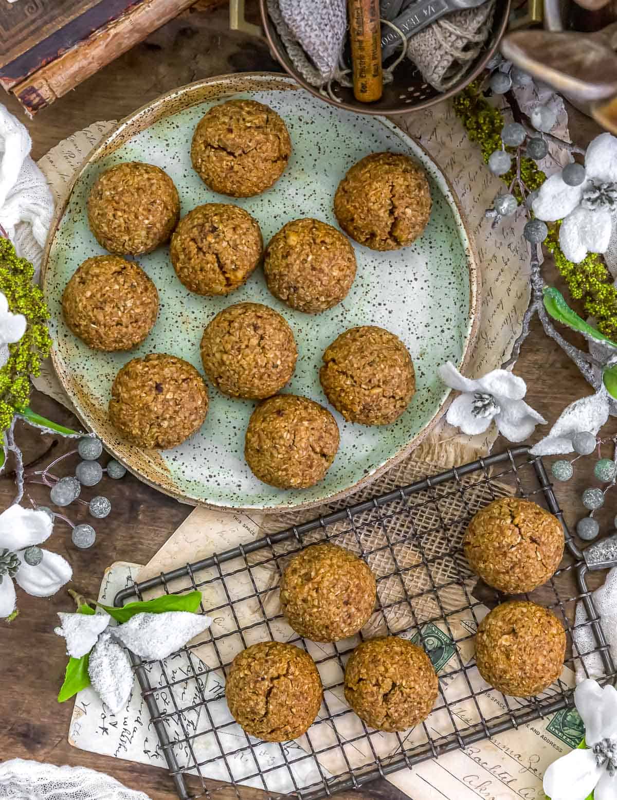 Plate of Cinnamon Oat Date Walnut Cookies