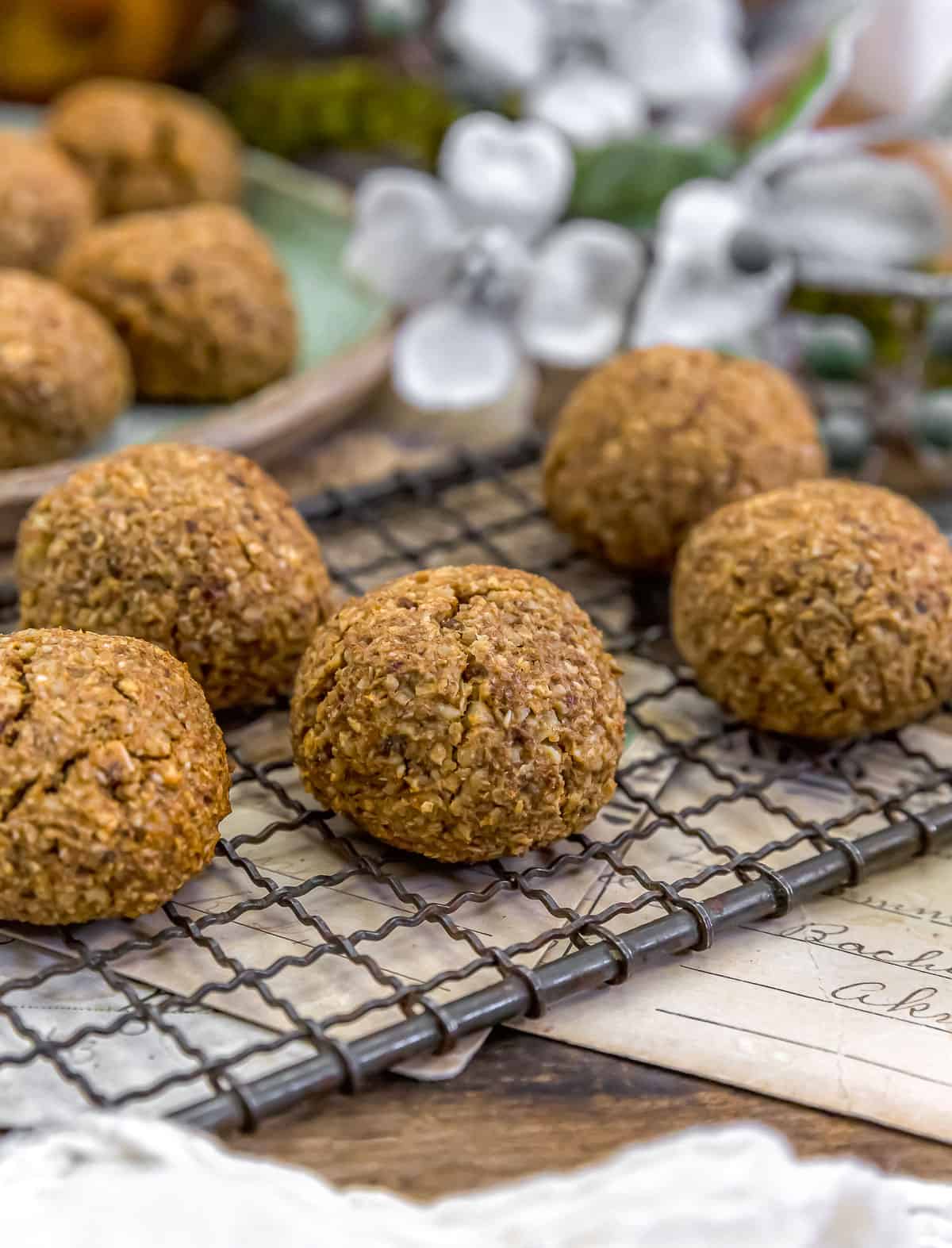 Close up of Cinnamon Oat Date Walnut Cookies