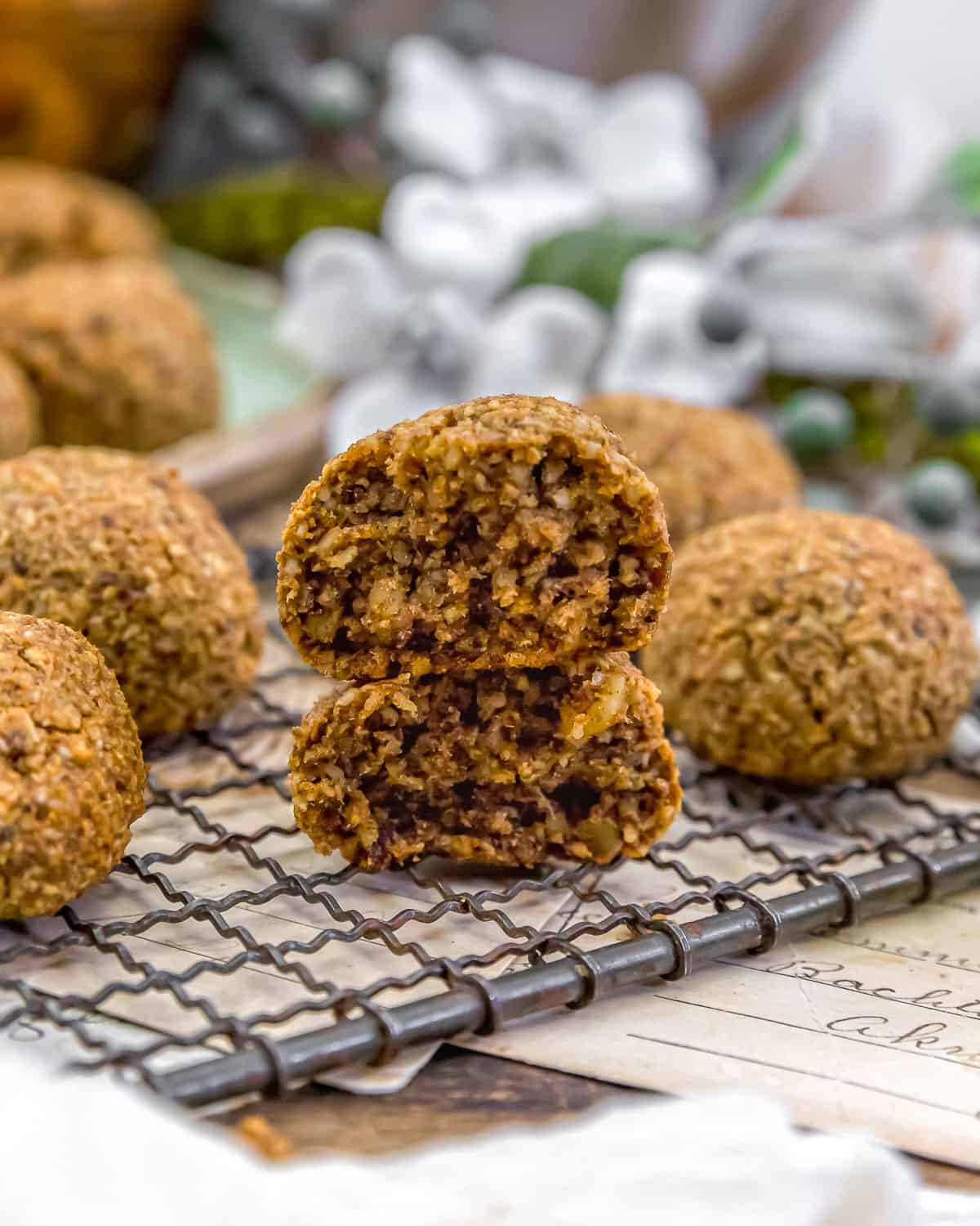 Inside of a Cinnamon Oat Date Walnut Cookie