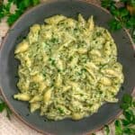 Bowl of Vegan Creamy Broccoli Pasta Skillet