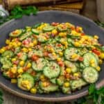 Close up of Vegan Creamy Mexican Cucumber Salad