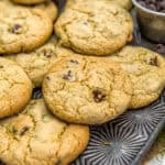 Close up of Vegan Healthy Classic Chewy Chocolate Chip Cookies