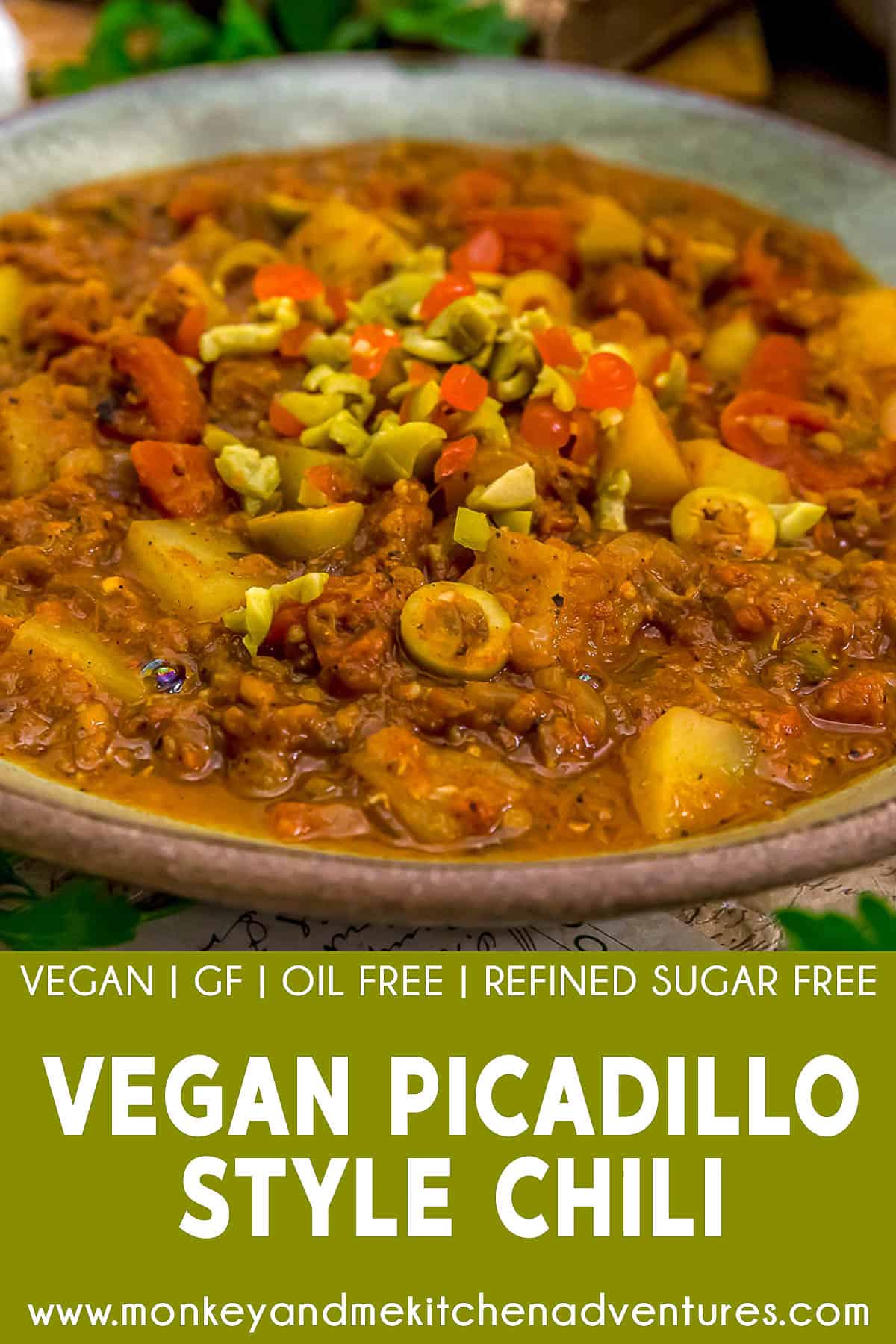 Vegan Picadillo-Style Chili with text description