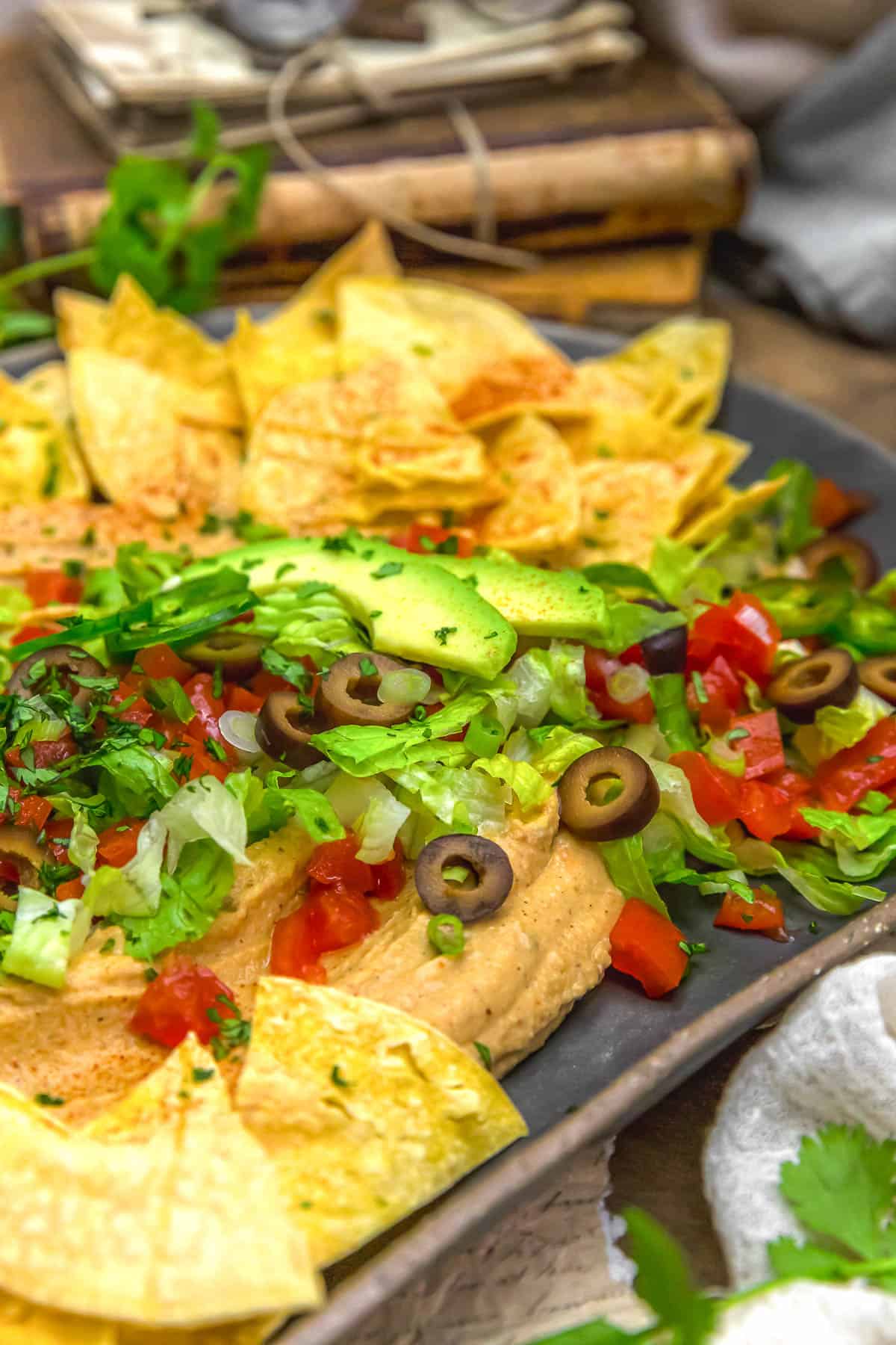 Easy Taco Hummus with tortilla chips