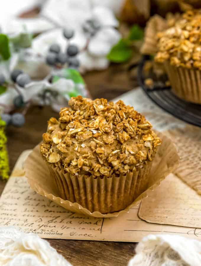 Close up of a Healthy Cinnamon Crunch Muffin