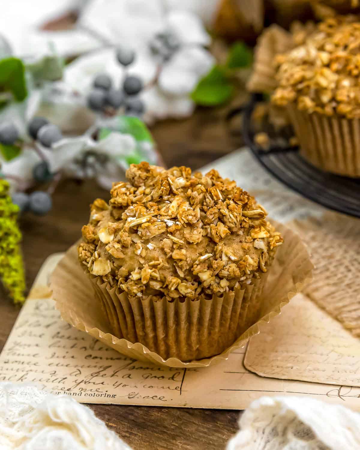 Close up of a Healthy Cinnamon Crunch Muffin