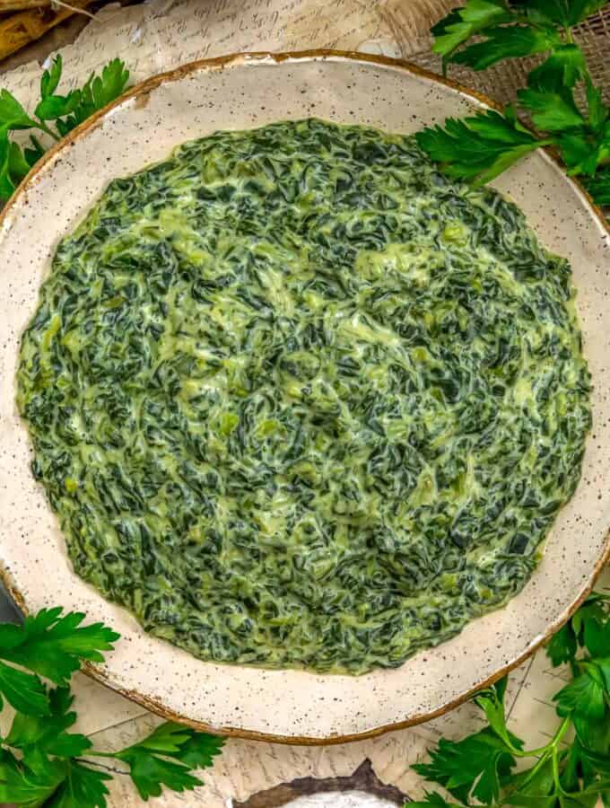 Bowl of Healthy Vegan Creamed Spinach