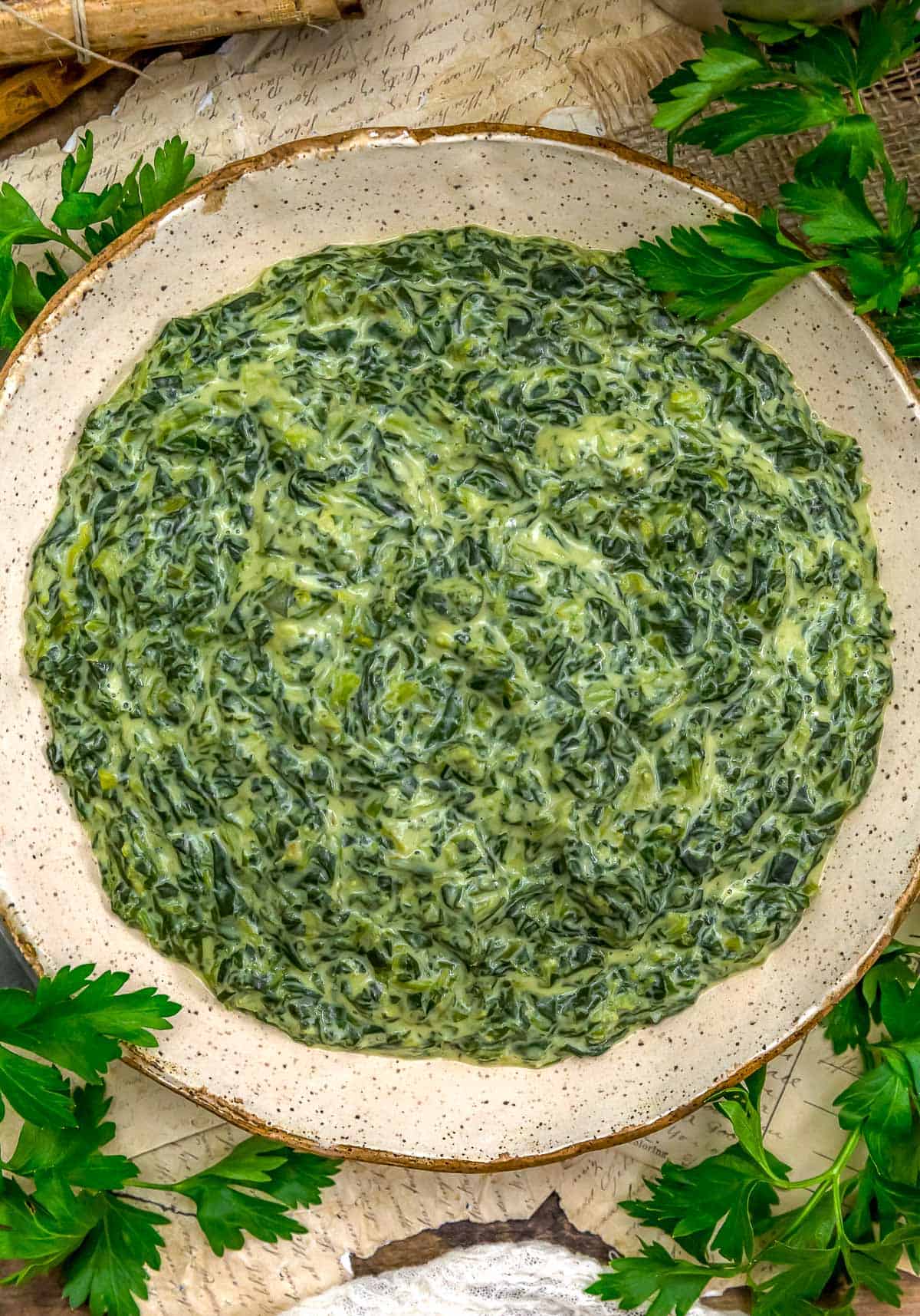 Bowl of Healthy Vegan Creamed Spinach