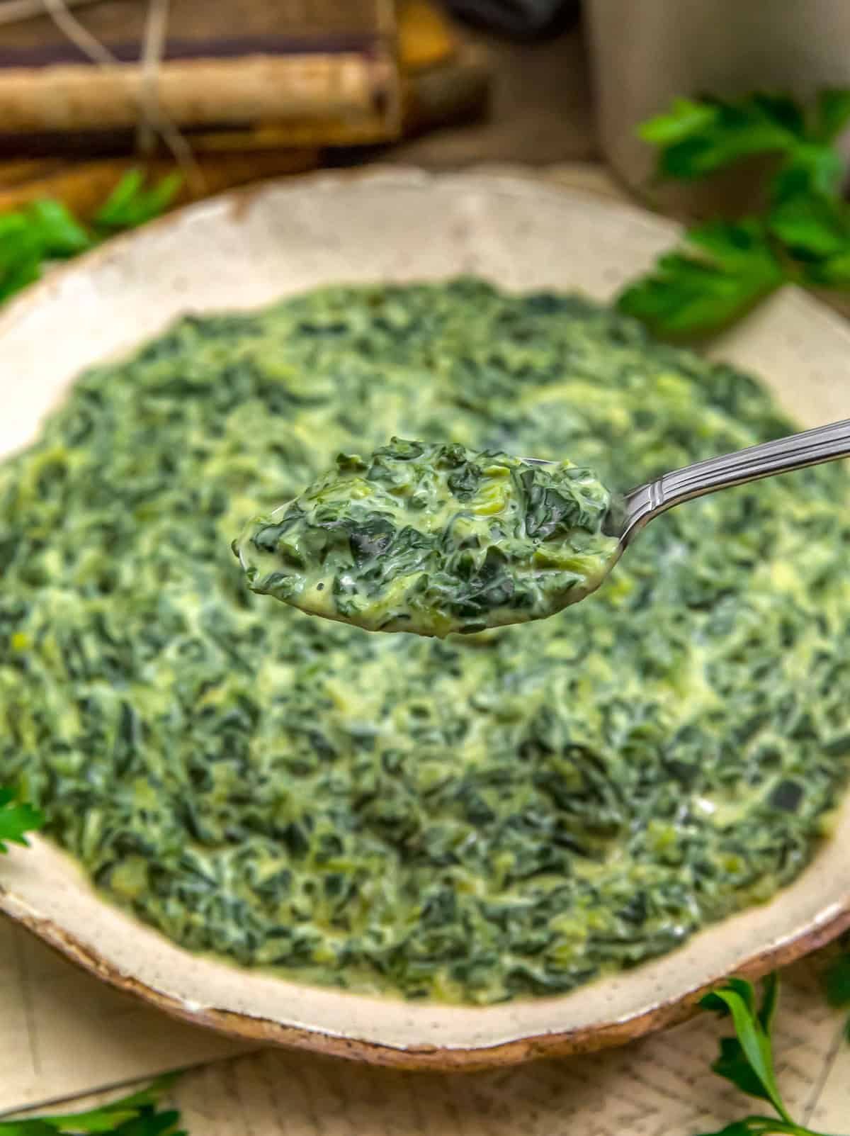 Spoonful of Healthy Vegan Creamed Spinach