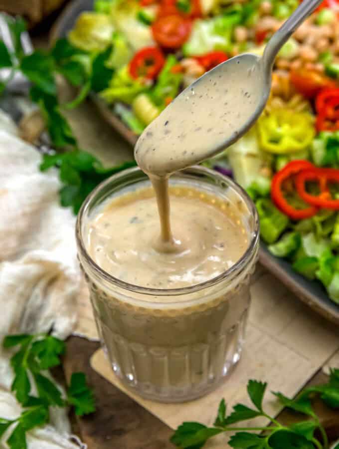 Spoonful of Low Fat Creamy Italian Tofu Dressing