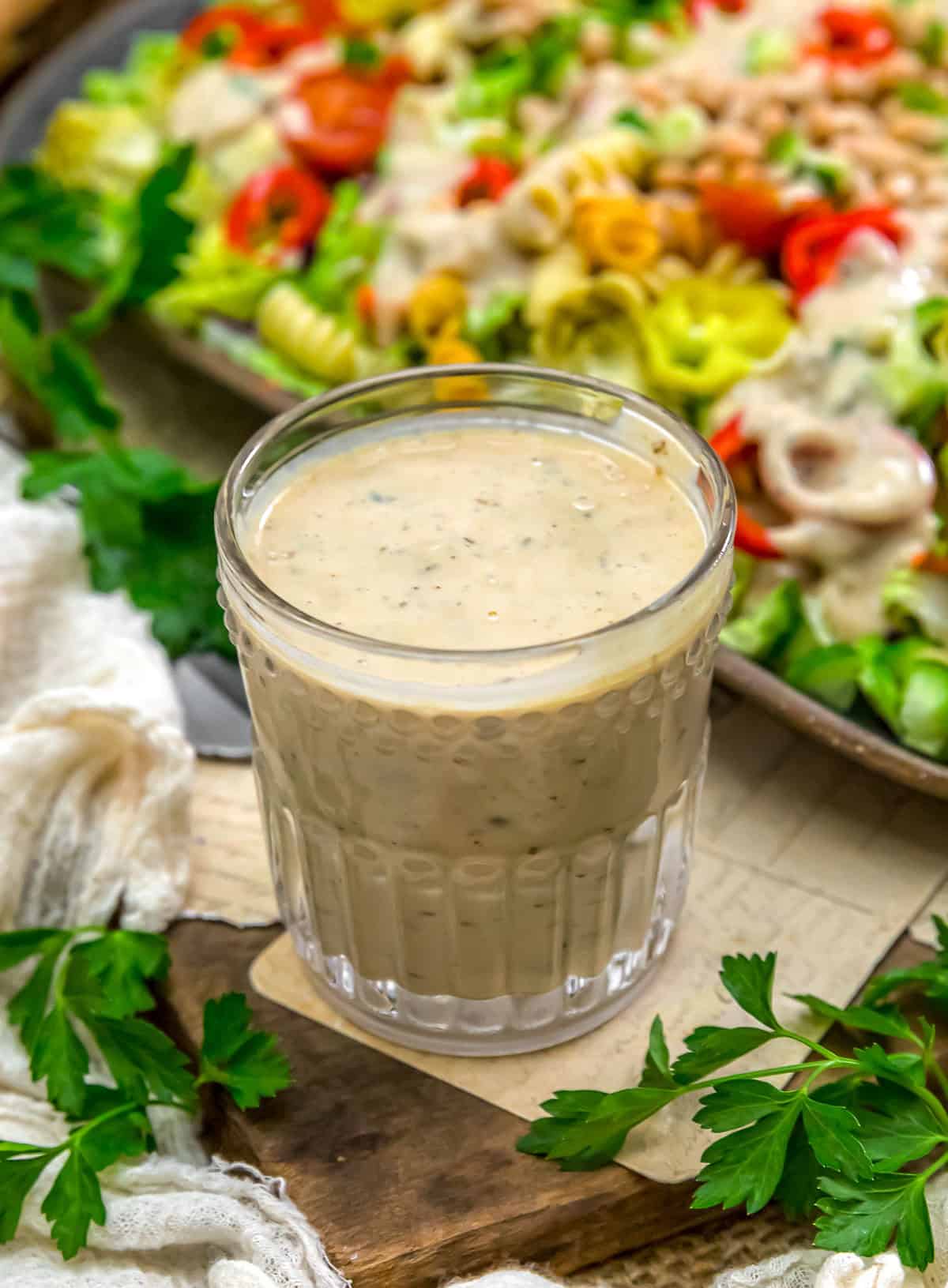 Low Fat Creamy Italian Tofu Dressing in a jar