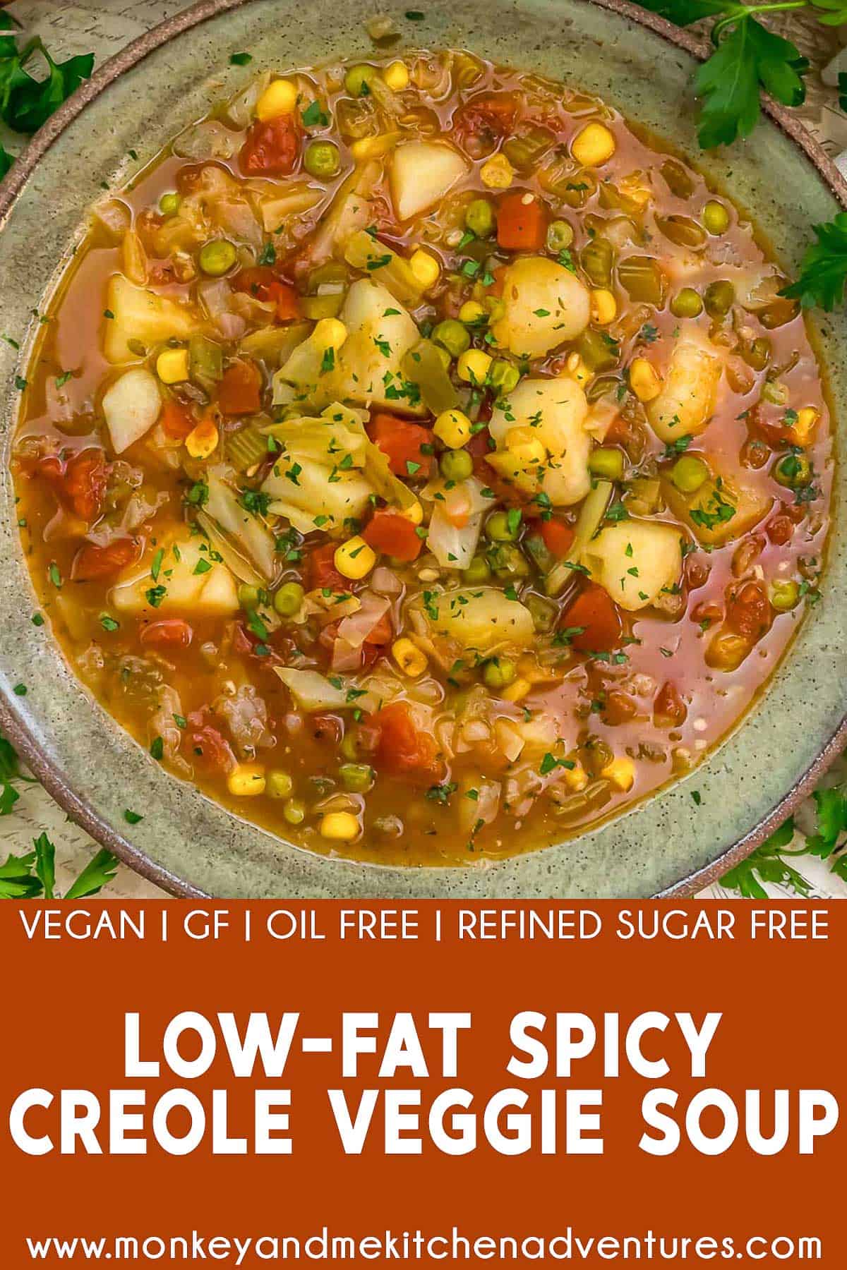 Low-Fat Spicy Creole Veggie Soup with text description