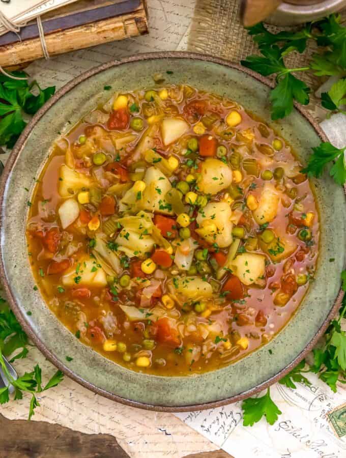 Bowl of Low-Fat Spicy Creole Veggie Soup